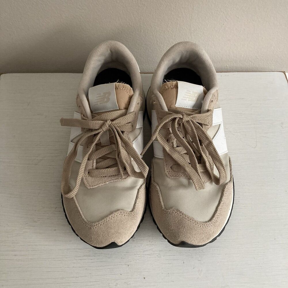New Balance Beige and White Retro Athletic Sneakers - Picture 2 of 10